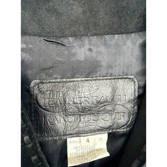 Vintage Womens Genuine Leather Black Fringe Jacket With Turquoise Bead Accents S - Picture 5 of 16